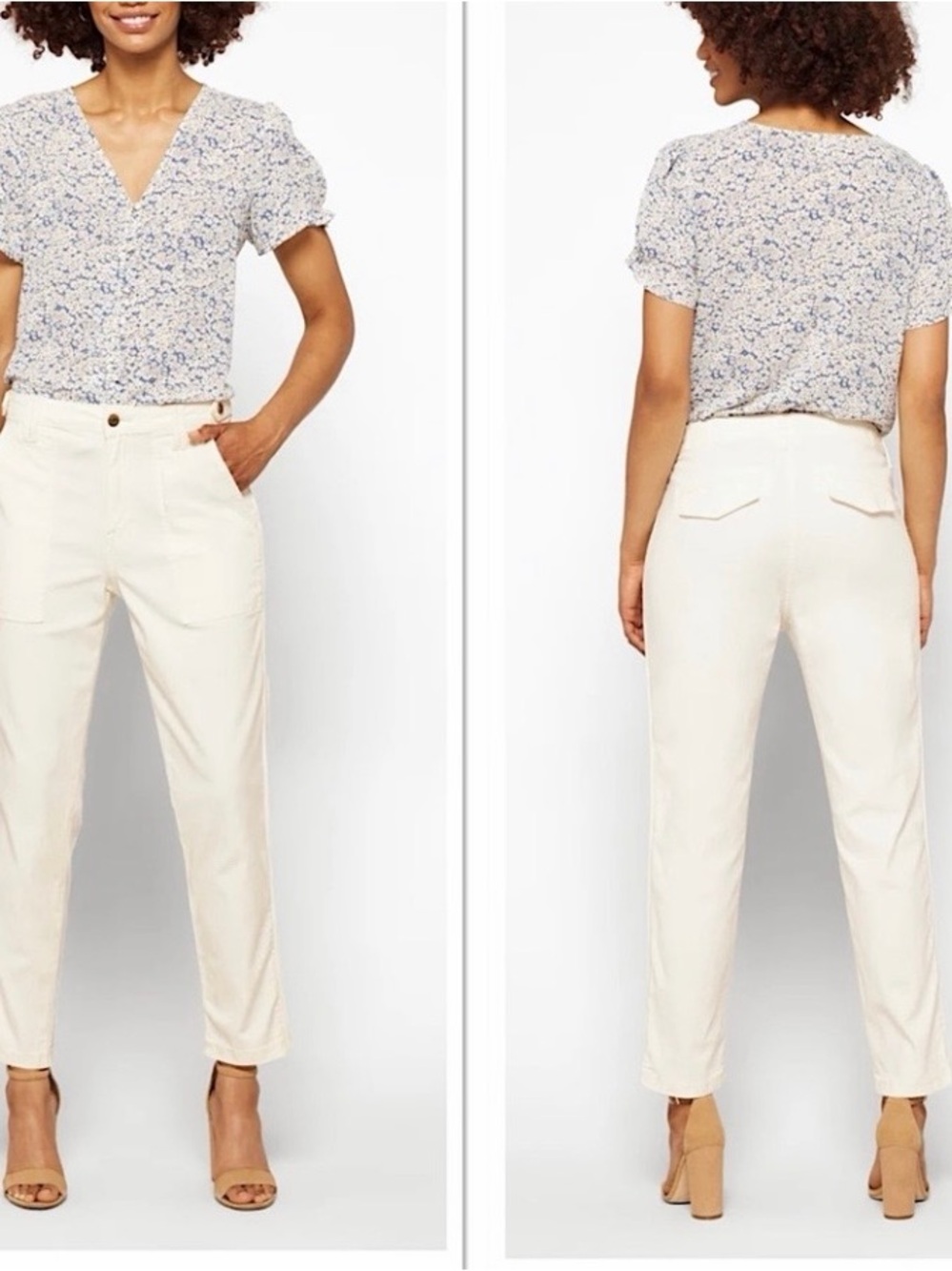 PISTOLA High Rise Cropped Straight Leg Utility Pant in Ecru White Size 32
